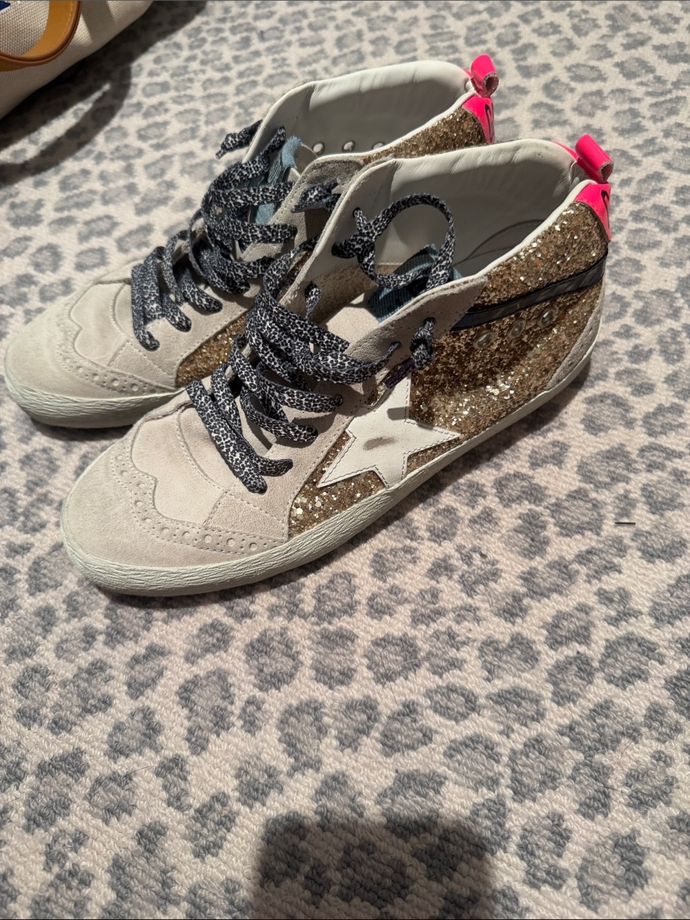 Golden Goose Glitter High-Top Sneakers with White Star Size 38 - Picture 3 of 5